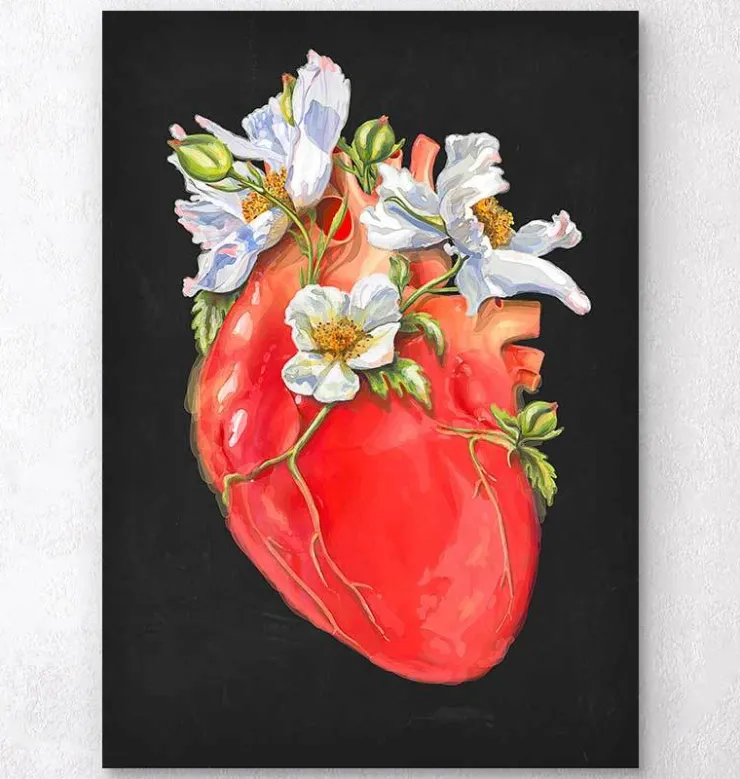 Anatomie cardiaque II - Floral - Noir-Codex Anatomicus Best