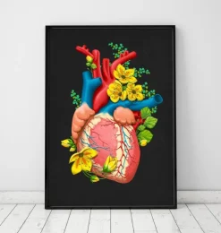 Anatomie cardiaque III - Floral - Noir-Codex Anatomicus Best