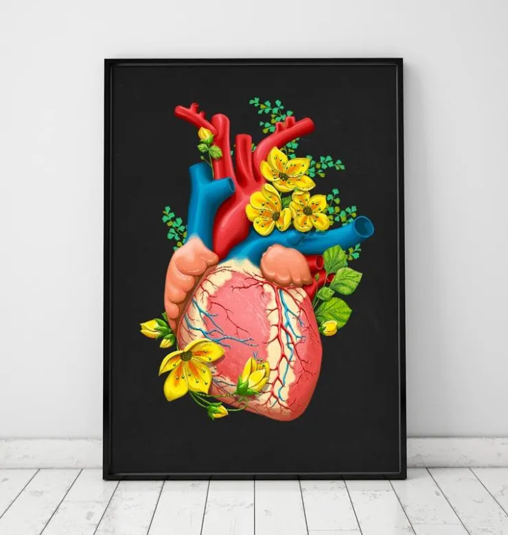 Anatomie cardiaque III - Floral - Noir-Codex Anatomicus Best