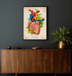 Anatomie cardiaque III - Floral - Vintage-Codex Anatomicus Clearance