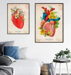 Anatomie cardiaque III - Floral - Vintage-Codex Anatomicus Clearance