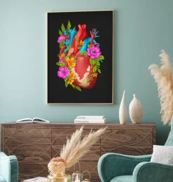 Anatomie cardiaque IV - Floral - Noir-Codex Anatomicus
