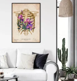 Anatomie de la cage thoracique - Floral - Vieux papier-Codex Anatomicus Outlet