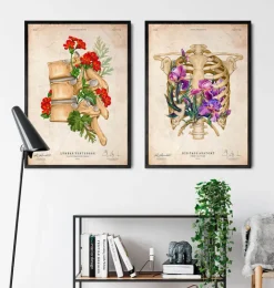 Anatomie de la cage thoracique - Floral - Vieux papier-Codex Anatomicus Outlet