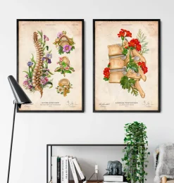 Anatomie de la colonne vertébrale - Floral - Vintage-Codex Anatomicus New