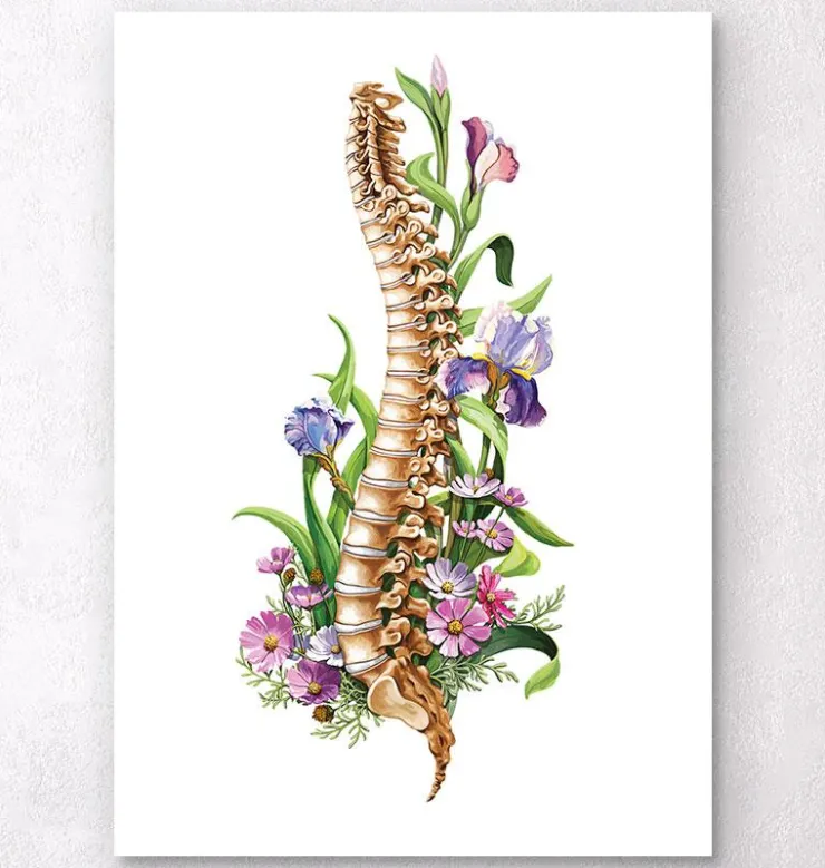 Anatomie de la colonne vertébrale - Floral - Blanc-Codex Anatomicus Outlet