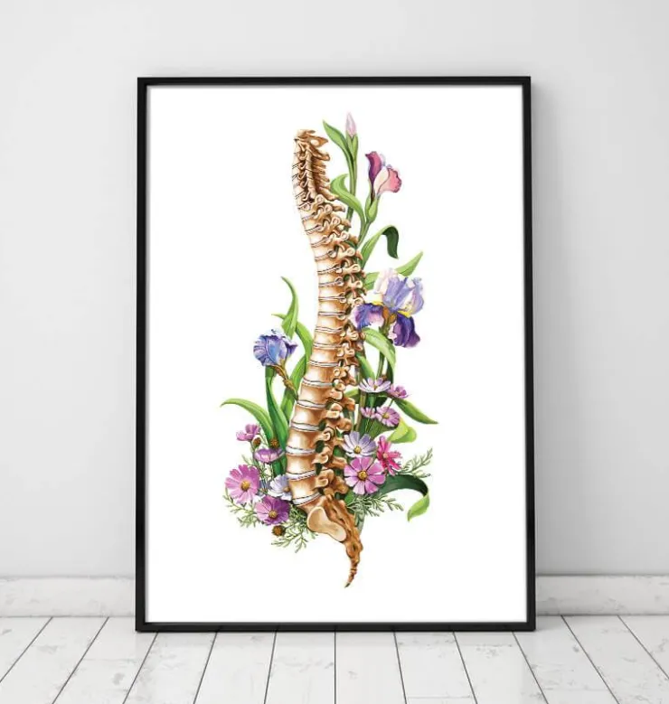 Anatomie de la colonne vertébrale - Floral - Blanc-Codex Anatomicus Outlet