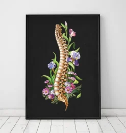 Anatomie de la colonne vertébrale - Floral - Noir-Codex Anatomicus Discount