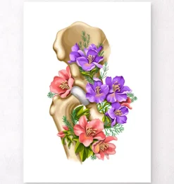 Anatomie de la hanche - Floral - Blanc-Codex Anatomicus
