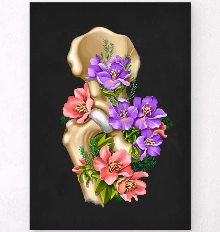 Anatomie de la hanche - Floral - Noir-Codex Anatomicus Sale