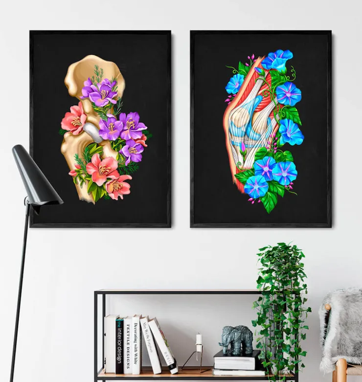 Anatomie de la hanche - Floral - Noir-Codex Anatomicus Sale