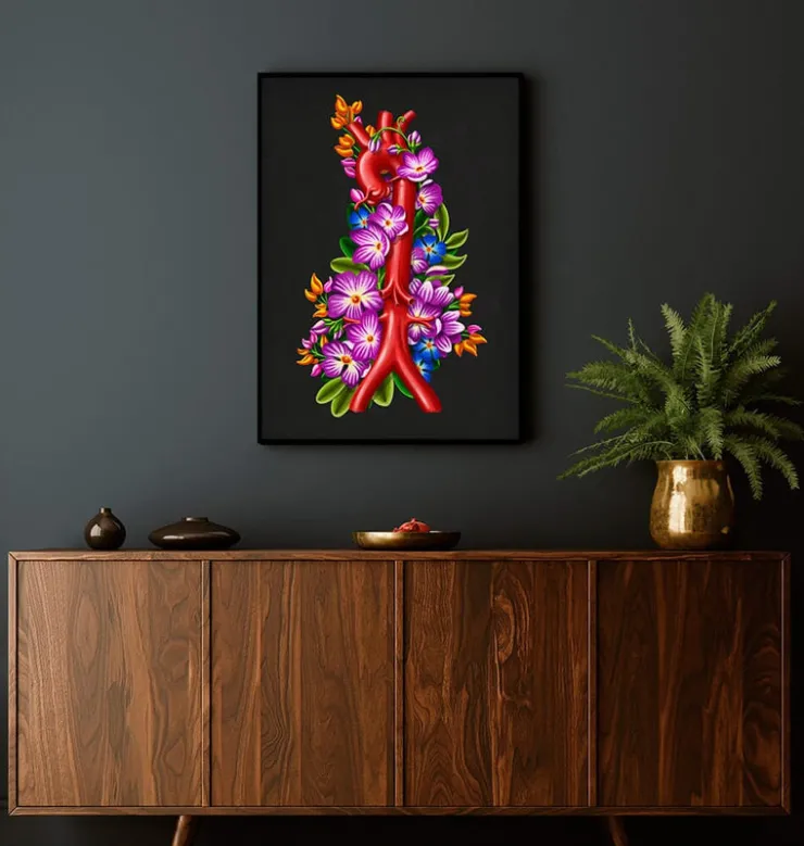 Anatomie de l'aorte - Floral - Noir-Codex Anatomicus Hot