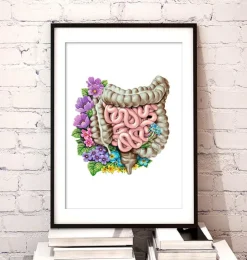 Anatomie des intestins - Floral - Blanc-Codex Anatomicus Best