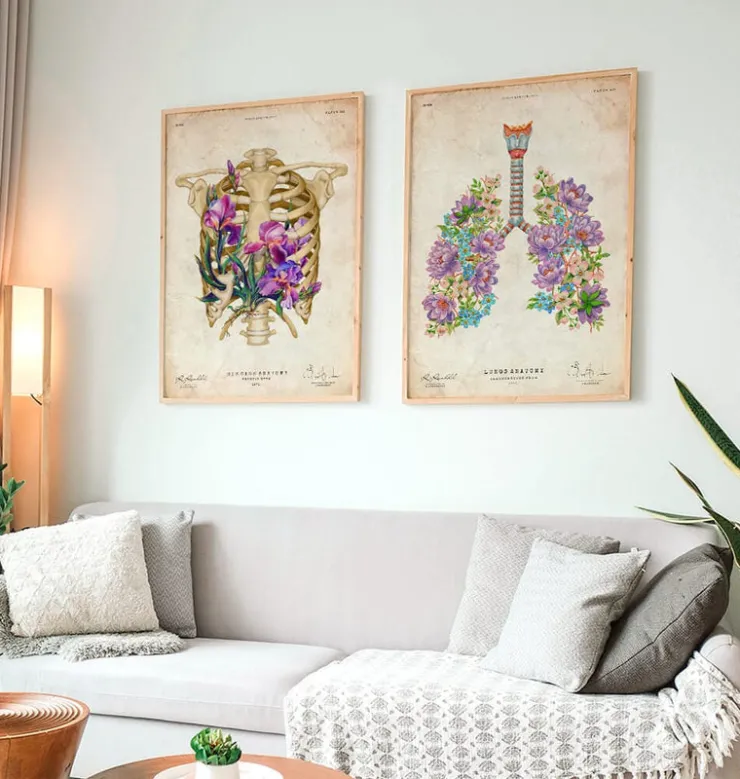 Anatomie des poumons - Floral - Vintage-Codex Anatomicus Online