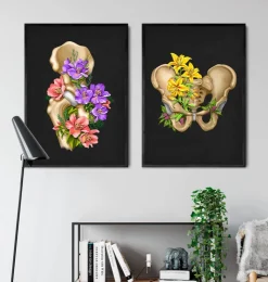 Anatomie du bassin - Floral - Noir-Codex Anatomicus Sale