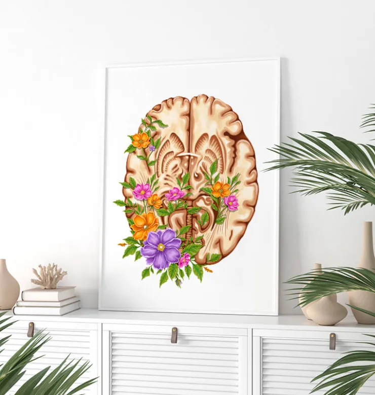 Anatomie du cerveau III - Floral - Blanc-Codex Anatomicus Discount