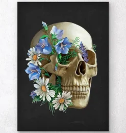 Anatomie du crâne - Floral - Noir-Codex Anatomicus Sale