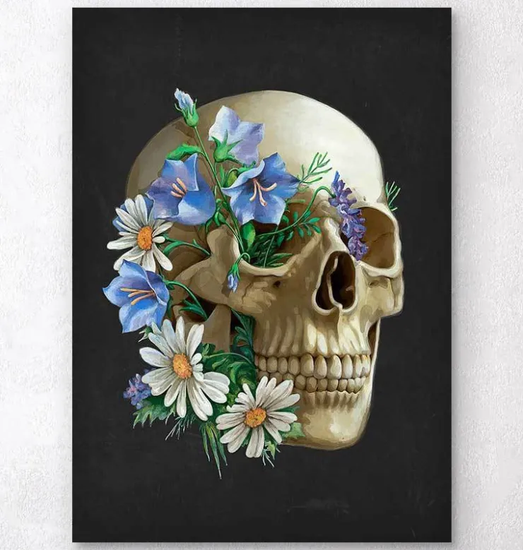 Anatomie du crâne - Floral - Noir-Codex Anatomicus Sale