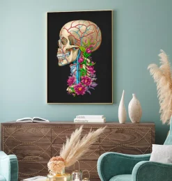 Anatomie du crâne II - Floral - Noir-Codex Anatomicus Discount
