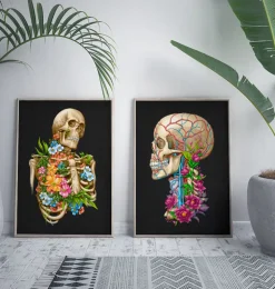 Anatomie du crâne II - Floral - Noir-Codex Anatomicus Discount