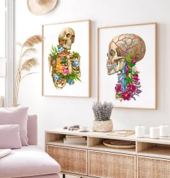 Anatomie du crâne II - Floral - Blanc-Codex Anatomicus