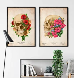 Anatomie du crâne III - Floral - Vintage-Codex Anatomicus