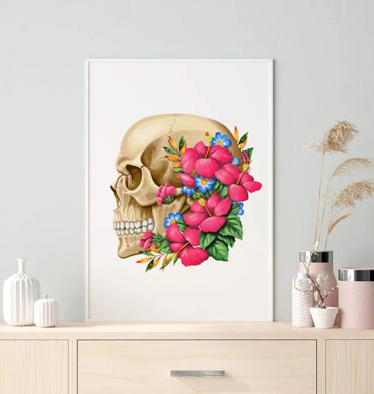 Anatomie du crâne III - Floral - Blanc-Codex Anatomicus Best
