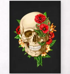 Anatomie du crâne IV - Floral - Noir-Codex Anatomicus Hot