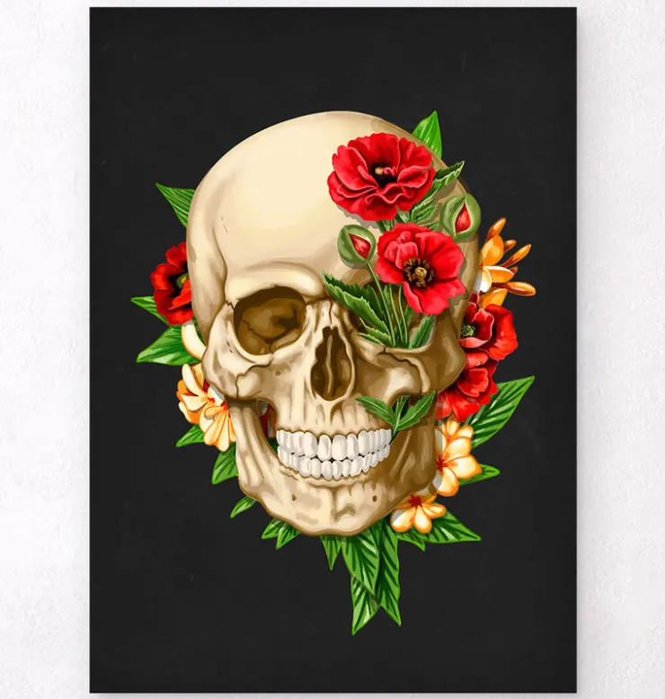 Anatomie du crâne IV - Floral - Noir-Codex Anatomicus Hot