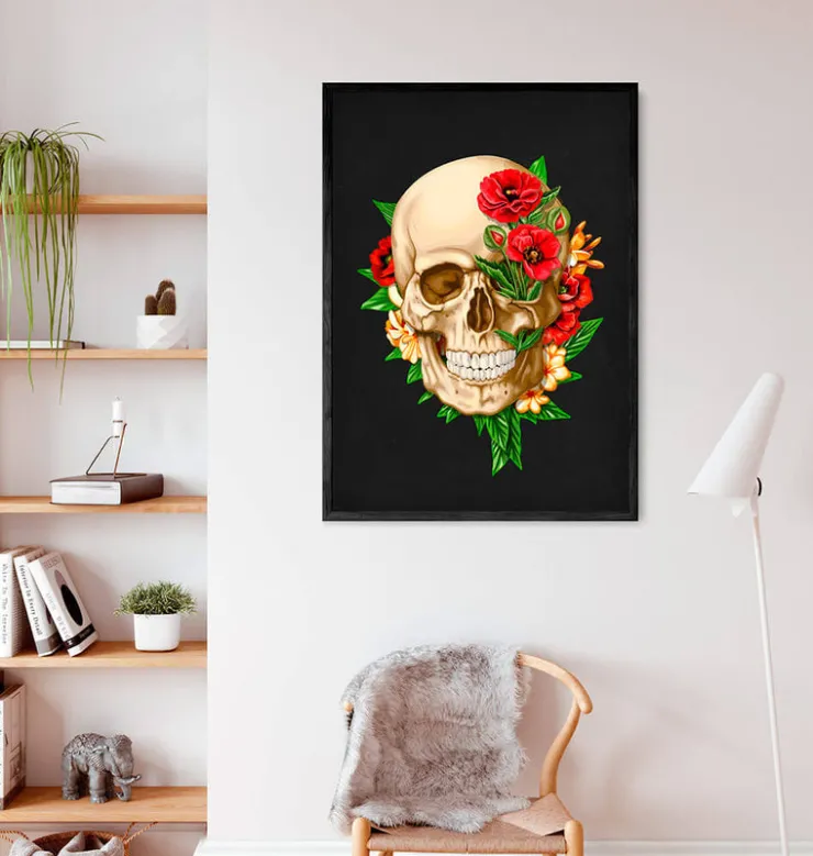 Anatomie du crâne IV - Floral - Noir-Codex Anatomicus Hot