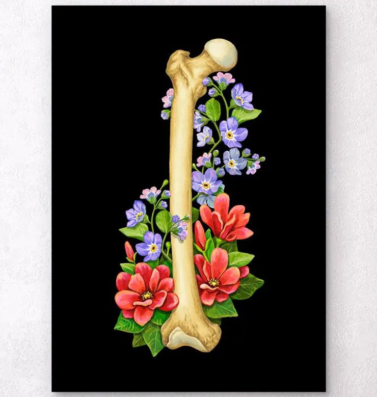 Anatomie du fémur - Floral - Noir-Codex Anatomicus Outlet