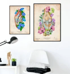 Anatomie du genou - Floral - Vintage-Codex Anatomicus Hot