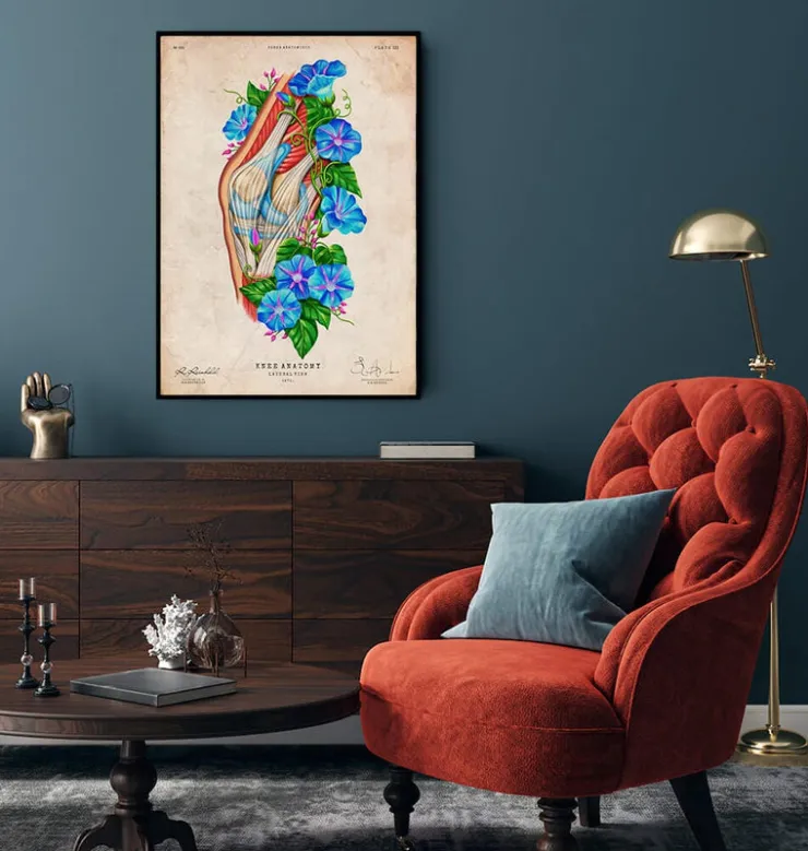 Anatomie du genou II - Floral - Vintage-Codex Anatomicus Clearance
