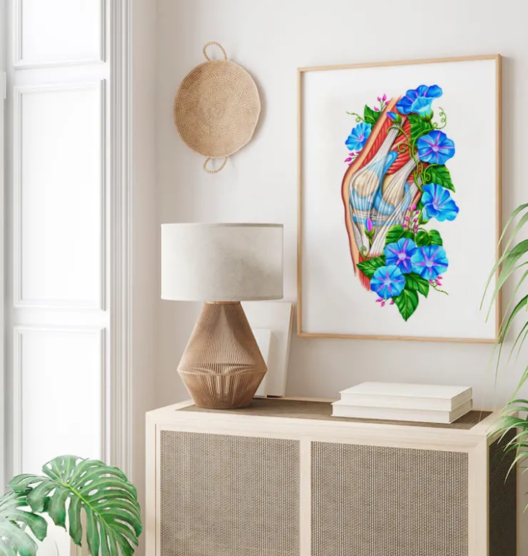 Anatomie du genou II - Floral - Blanc-Codex Anatomicus Outlet