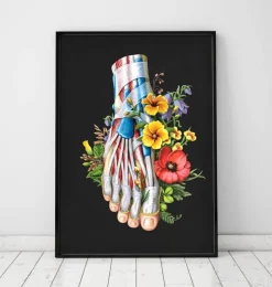 Anatomie du pied - Floral - Noir-Codex Anatomicus