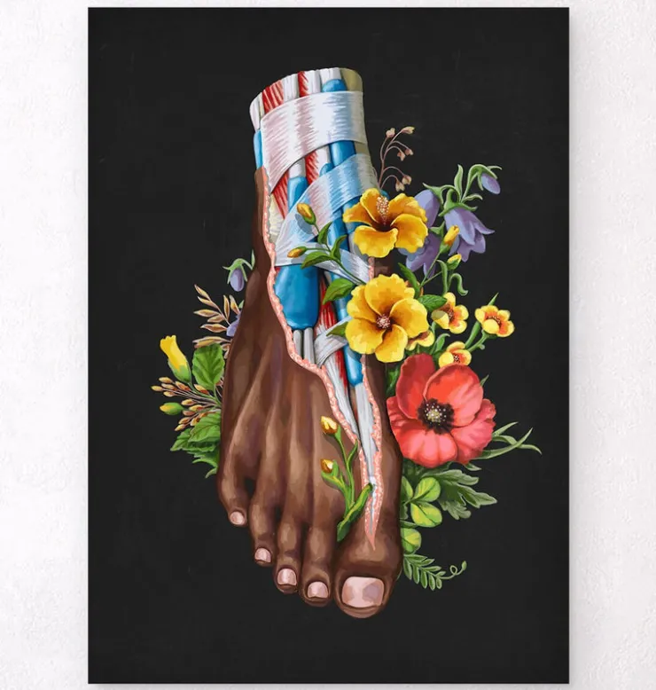Anatomie du pied II - Floral - Noir-Codex Anatomicus