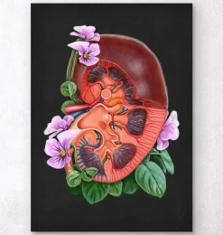 Anatomie du rein - Floral - Noir-Codex Anatomicus Clearance