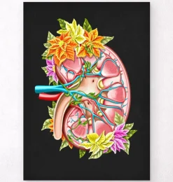Anatomie du rein II - Floral - Noir-Codex Anatomicus Discount