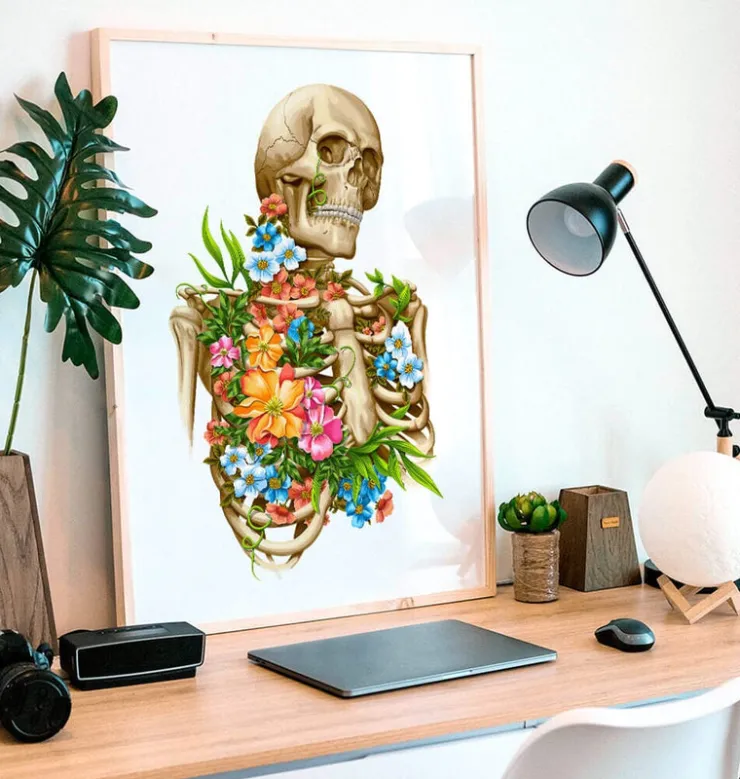 Anatomie du squelette - Floral - Blanc-Codex Anatomicus