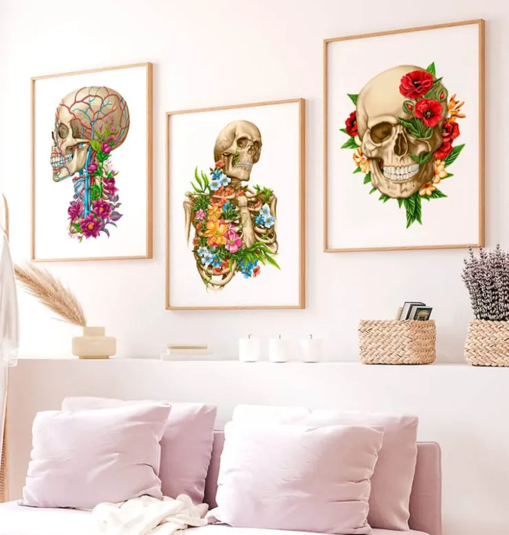 Anatomie du squelette - Floral - Blanc-Codex Anatomicus