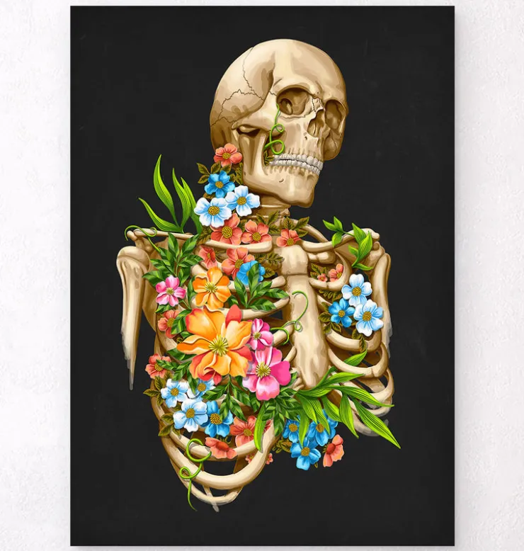 Anatomie du squelette - Floral - Noir-Codex Anatomicus New