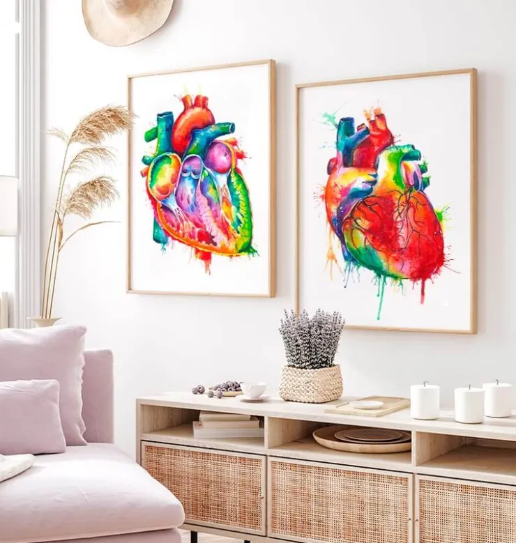 Art d'anatomie cardiaque - Aquarelle-Codex Anatomicus Sale