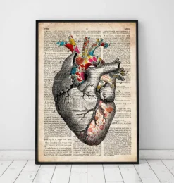 Art floral coeur motif - Ancien dictionnaire-Codex Anatomicus Discount