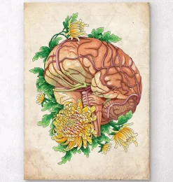 Cerveau avec fleurs - Vieux papiers-Codex Anatomicus Outlet