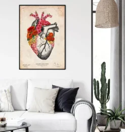 Coeur anatomique avec fleurs II - Vieux papier-Codex Anatomicus Discount
