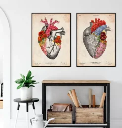 Coeur anatomique avec fleurs - Vieux papiers-Codex Anatomicus Best