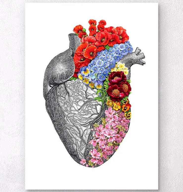 Coeur anatomique avec fleurs - Blanc-Codex Anatomicus Best