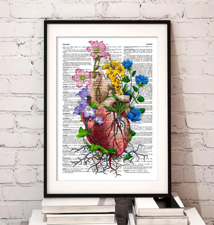 Coeur avec des fleurs - Page du dictionnaire-Codex Anatomicus Outlet