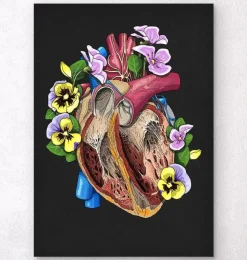 Coeur avec fleurs II - Noir-Codex Anatomicus New