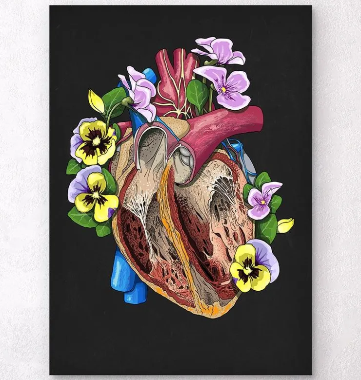 Coeur avec fleurs II - Noir-Codex Anatomicus New